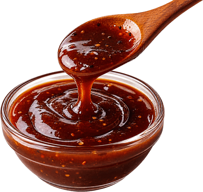 Simmered reduction glaze with roasted peppercorns