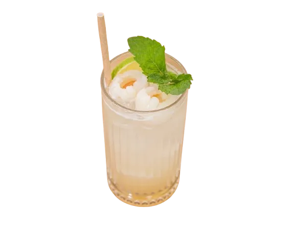 Lychee Pop sparkling soda with fresh lemon