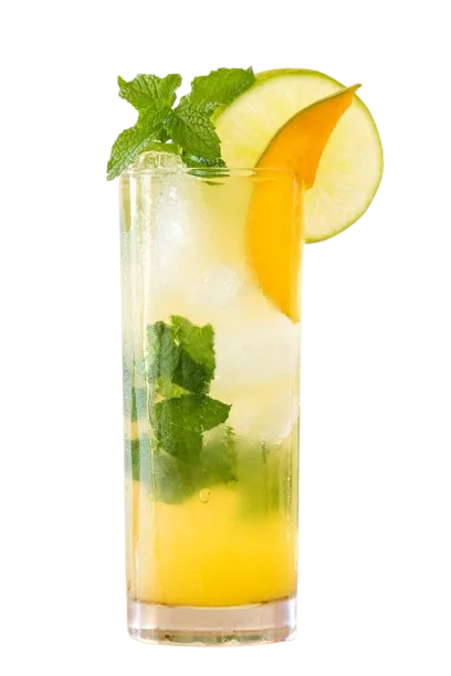 Tropical Mango Mojito mocktail with mint and lime