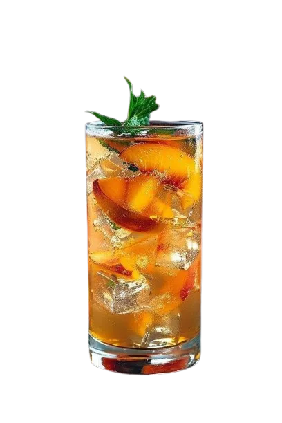 Peach Spark sparkling soda with lime and fresh mint