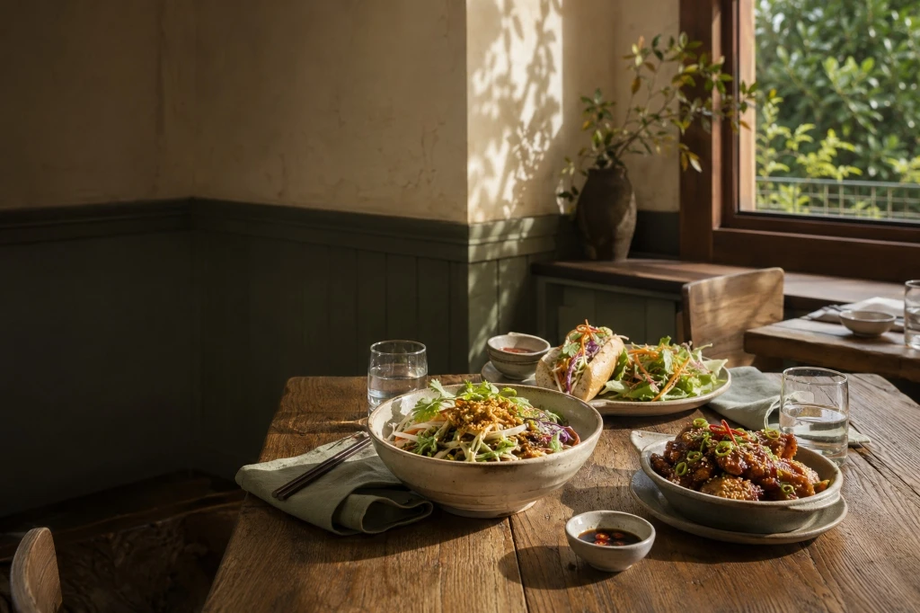 Atmospheric dining room and table setup at Tasty & Co Rosewater
